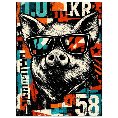 Gris med solglasögon i kaxig street-art stil – Retro poster