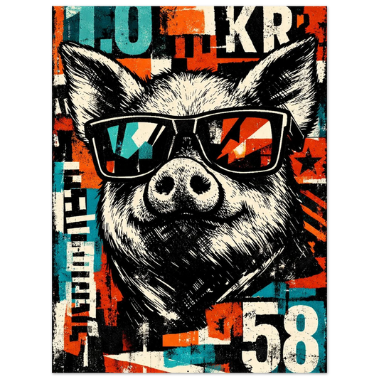 Gris med solglasögon i kaxig street-art stil – Retro poster