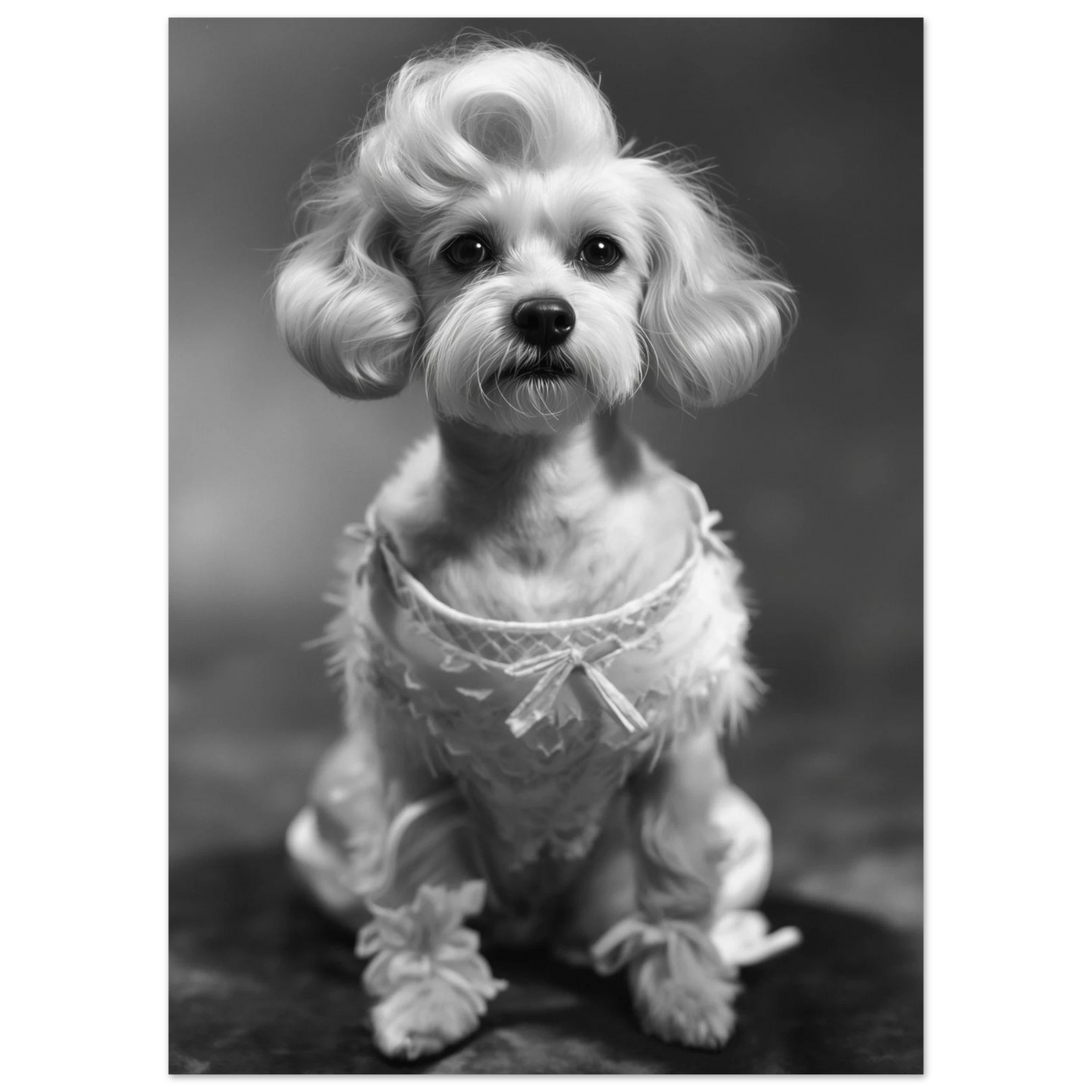 Elegant hundmotiv med mjuk ljussättning och stilren komposition – Fotorealistisk poster