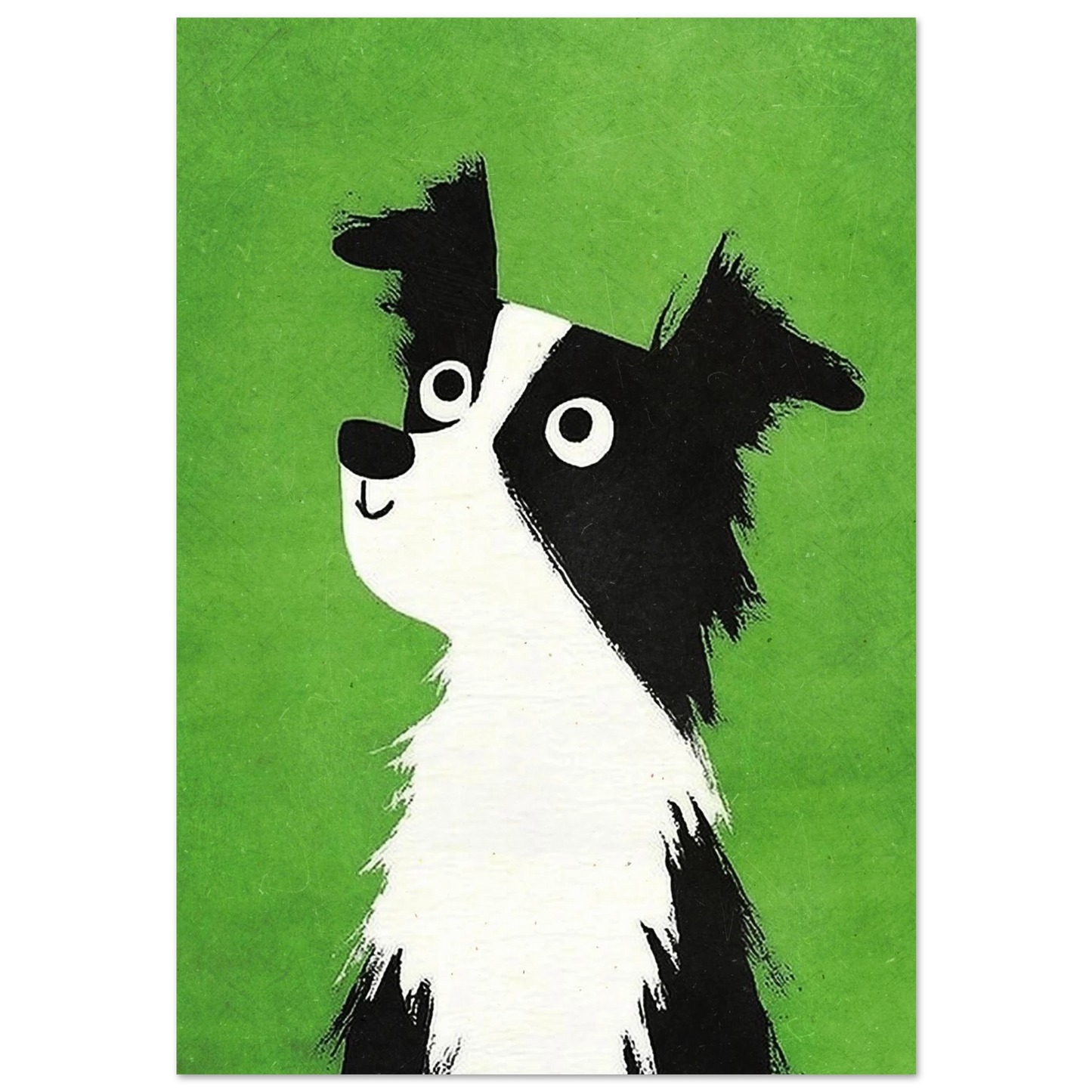 Border collie med nyfiken blick mot grön bakgrund – grafisk hundposter