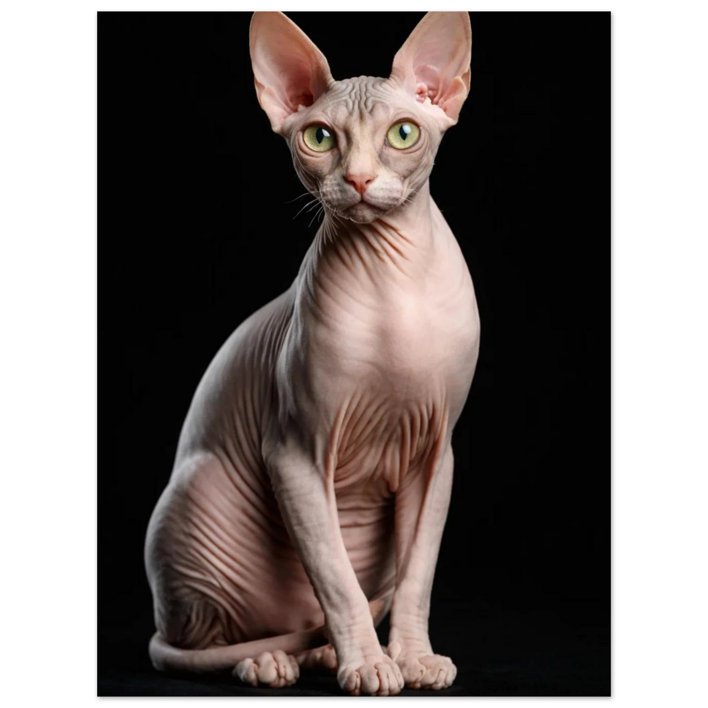 Sphynxkattens kropp och ansikte tydligt framHävd i belysningen – Fotorealistisk poster