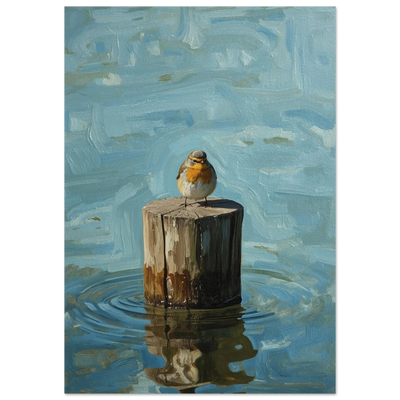 Poster - Fågel på stolpe