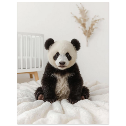 Söt pandaposter i bohemisk stil med torkat gräs i bakgrunden