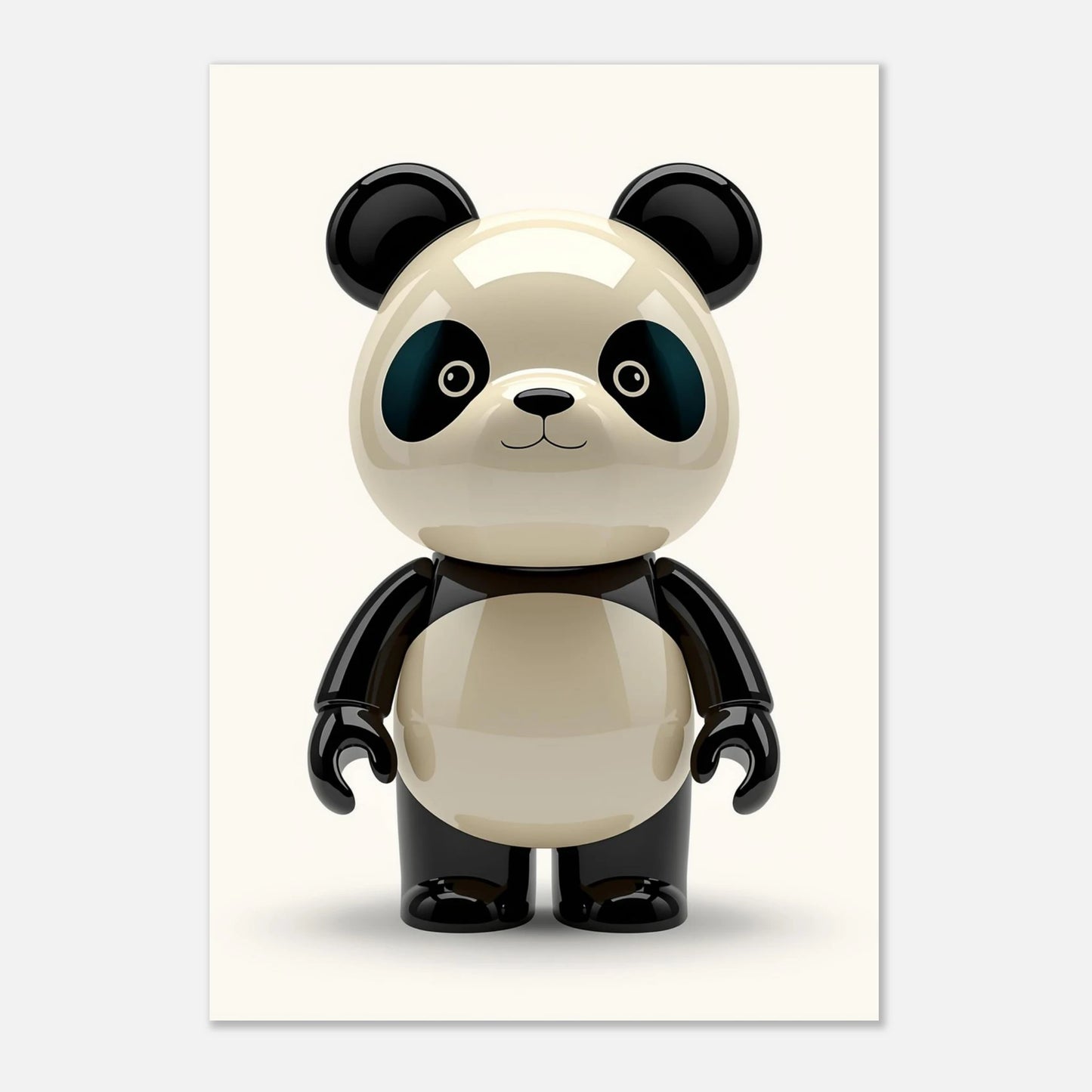 Svartvit panda i blank leksaksdesign med lekfullt uttryck – unik djurposter