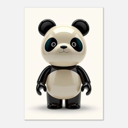Svartvit panda i blank leksaksdesign med lekfullt uttryck – unik djurposter
