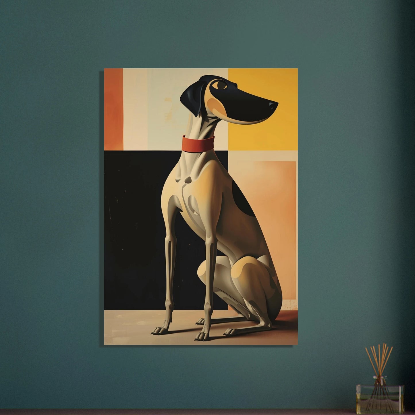Elegant hund i modernistisk stil, konstnärlig tolkning med rena linjer