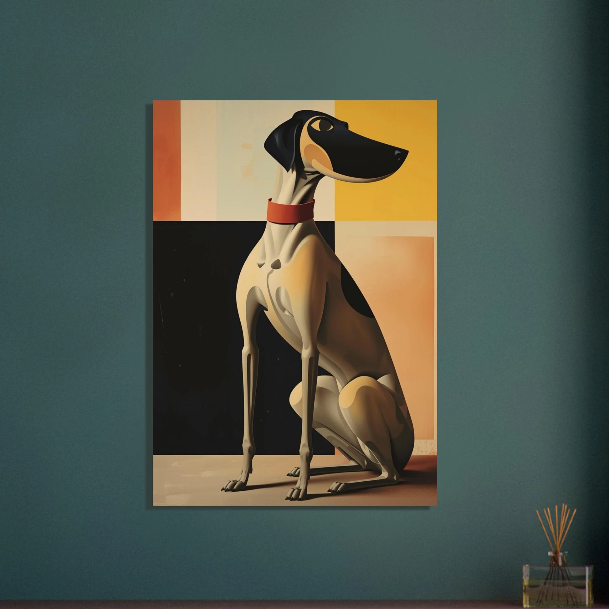 Elegant hund i modernistisk stil, konstnärlig tolkning med rena linjer