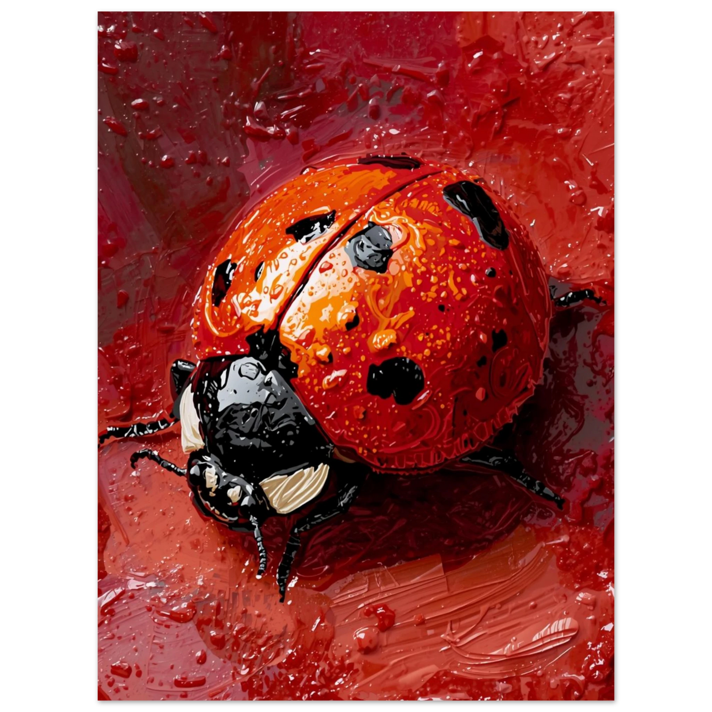 Expressionistiskt print av en nyckelpiga med texturerad färgyta