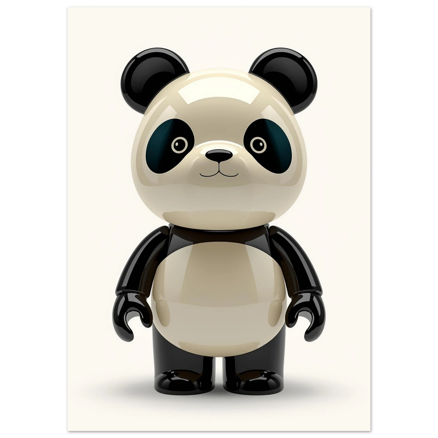 Högblank svartvit panda med porslinsliknande yta – stiliserat djurmotiv