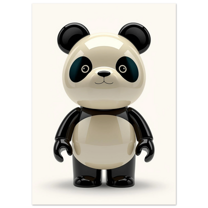 Högblank svartvit panda med porslinsliknande yta – stiliserat djurmotiv