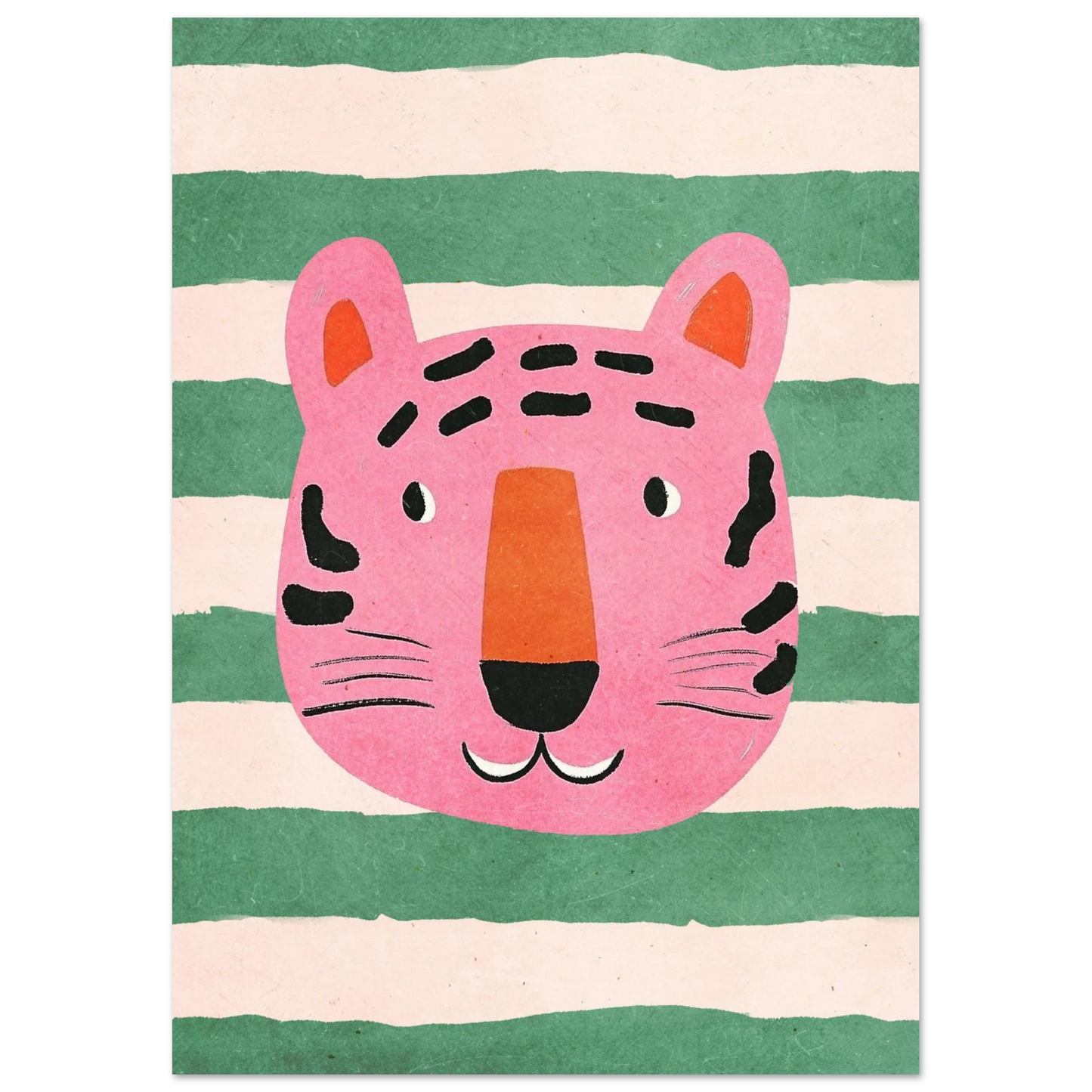 Grafisk djurposter föreställande en stiliserad rosa tiger i modern konststil