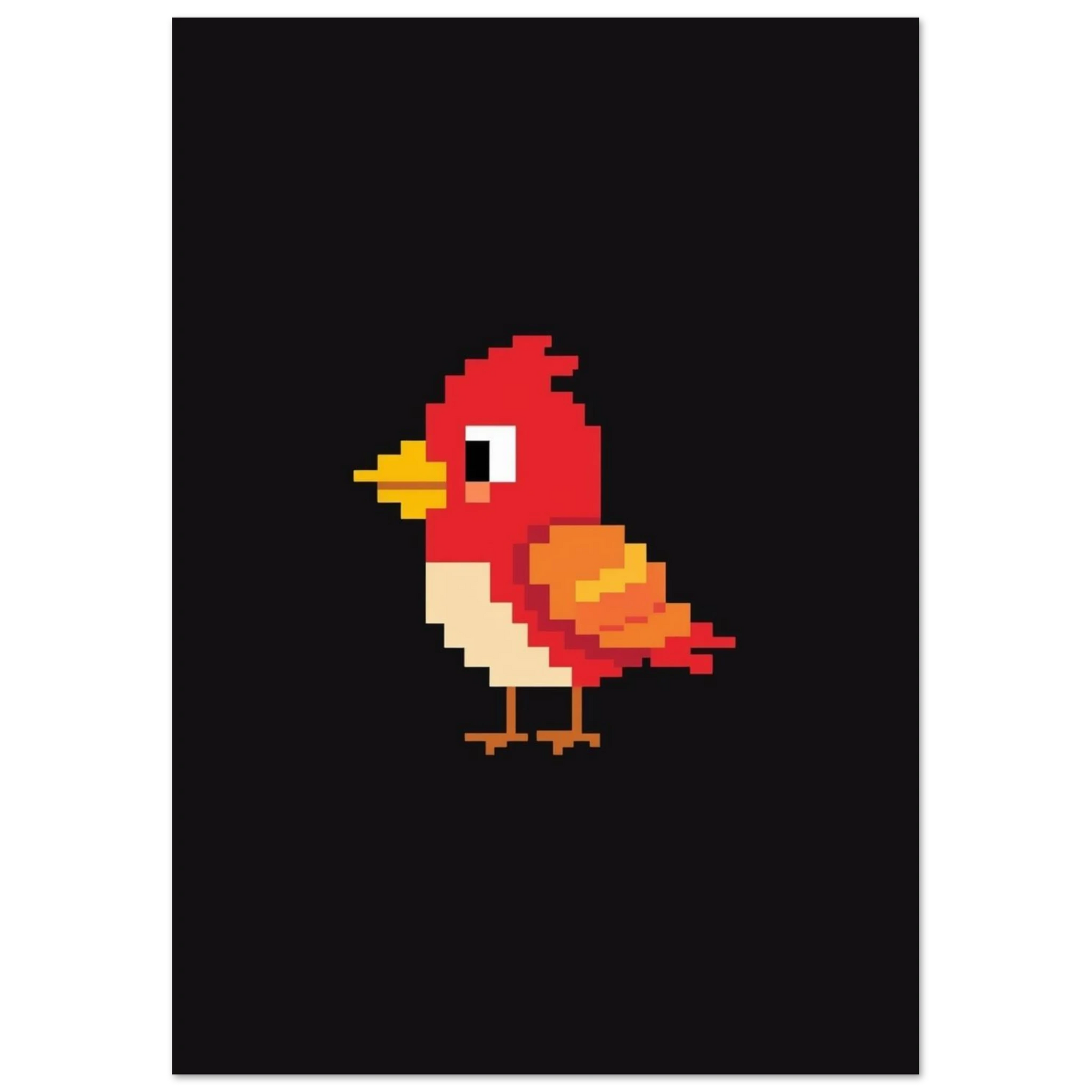 Söt röd fågel karaktär skapad i klassisk pixel-grafik för barnrum