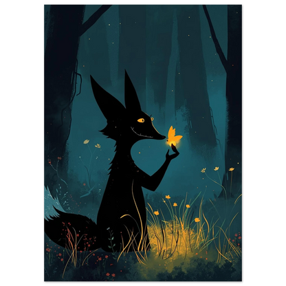 Digital illustration av räv i skymning med glödande detaljer – djurmotiv