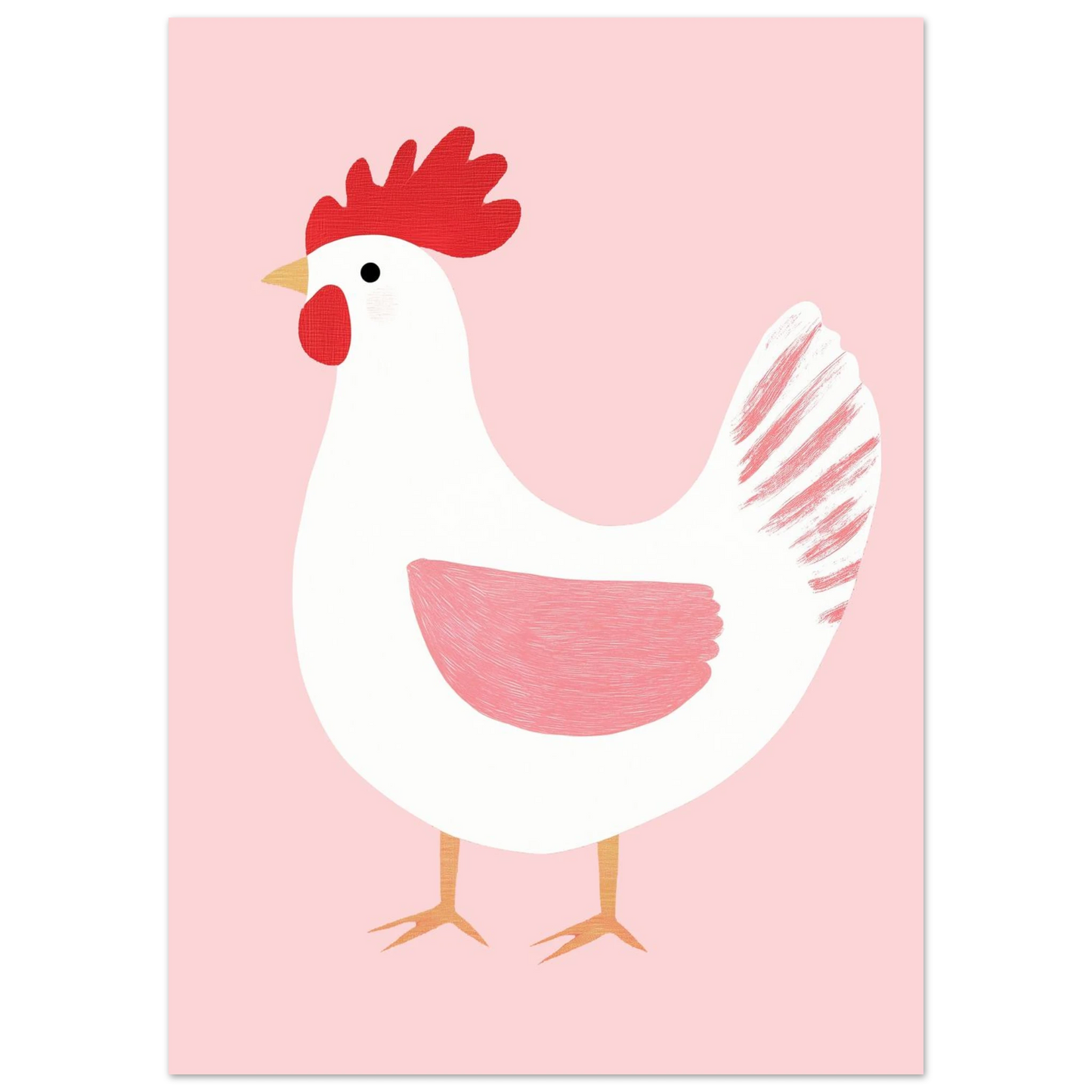 Modern illustration av en stolt tupp i vitt och rött