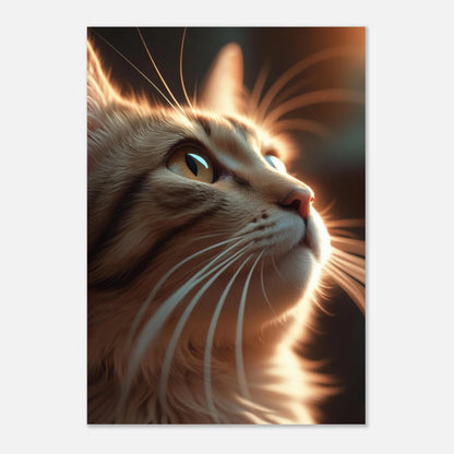 Konstnärligt print av en kattprofil med glänsande päls och intensiv blick