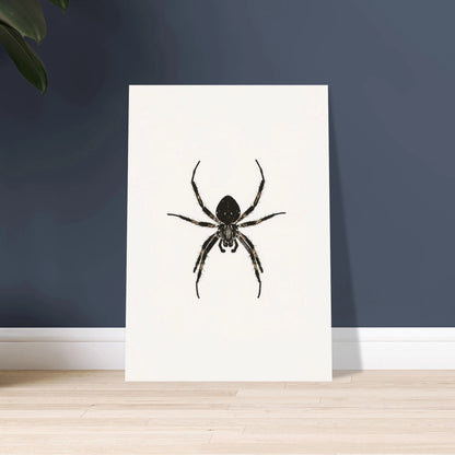 Detaljerad spindel i minimalistisk sumi-e stil, lugn och elegant.