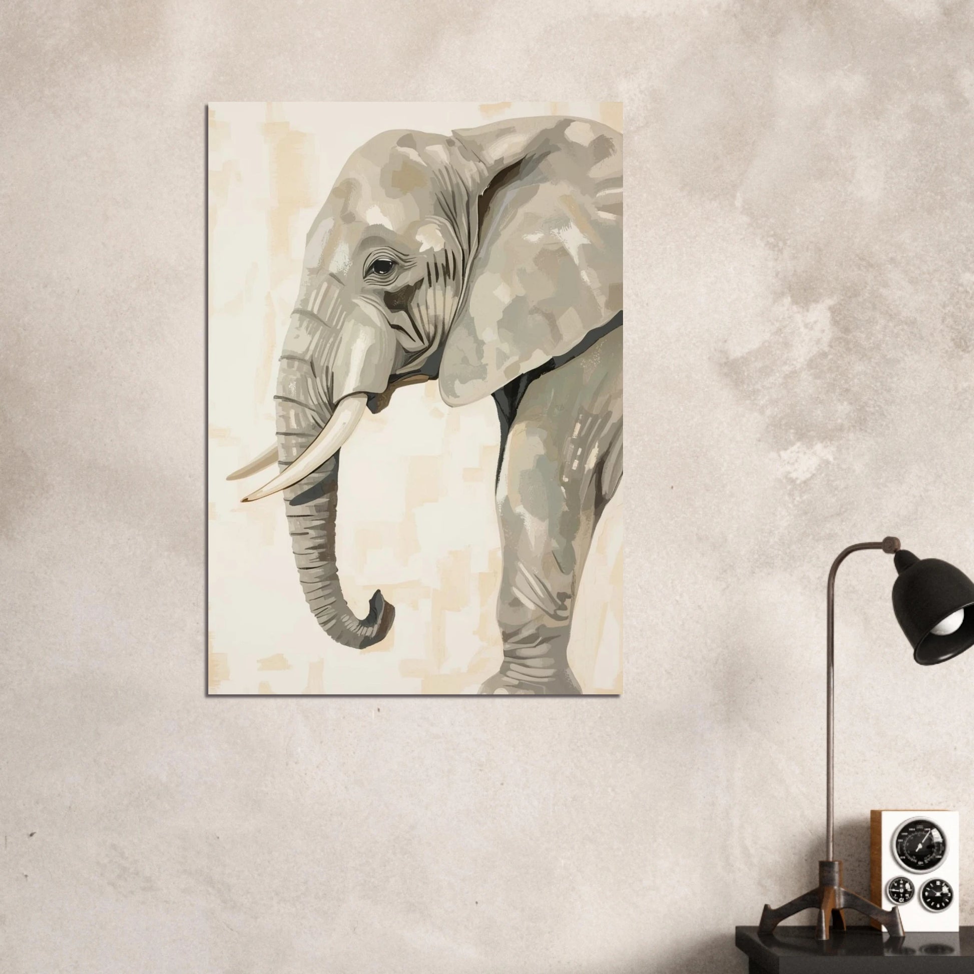 Harmoniskt djurmotiv av en elefant för vägg – Målad poster