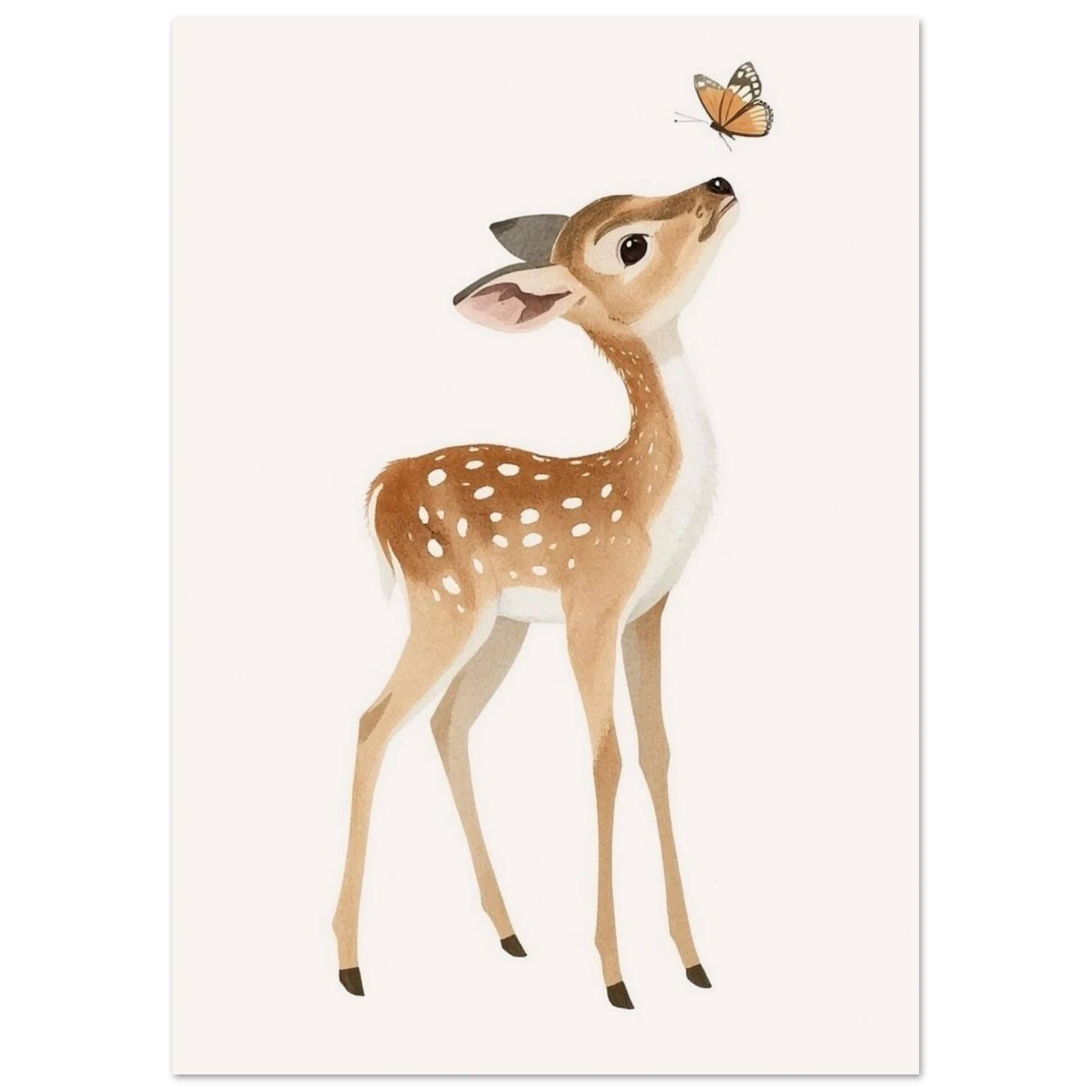 Tecknat rådjurskid med fjäril, ett brett perspektiv för att visa hela posterns layout – Tecknad poster