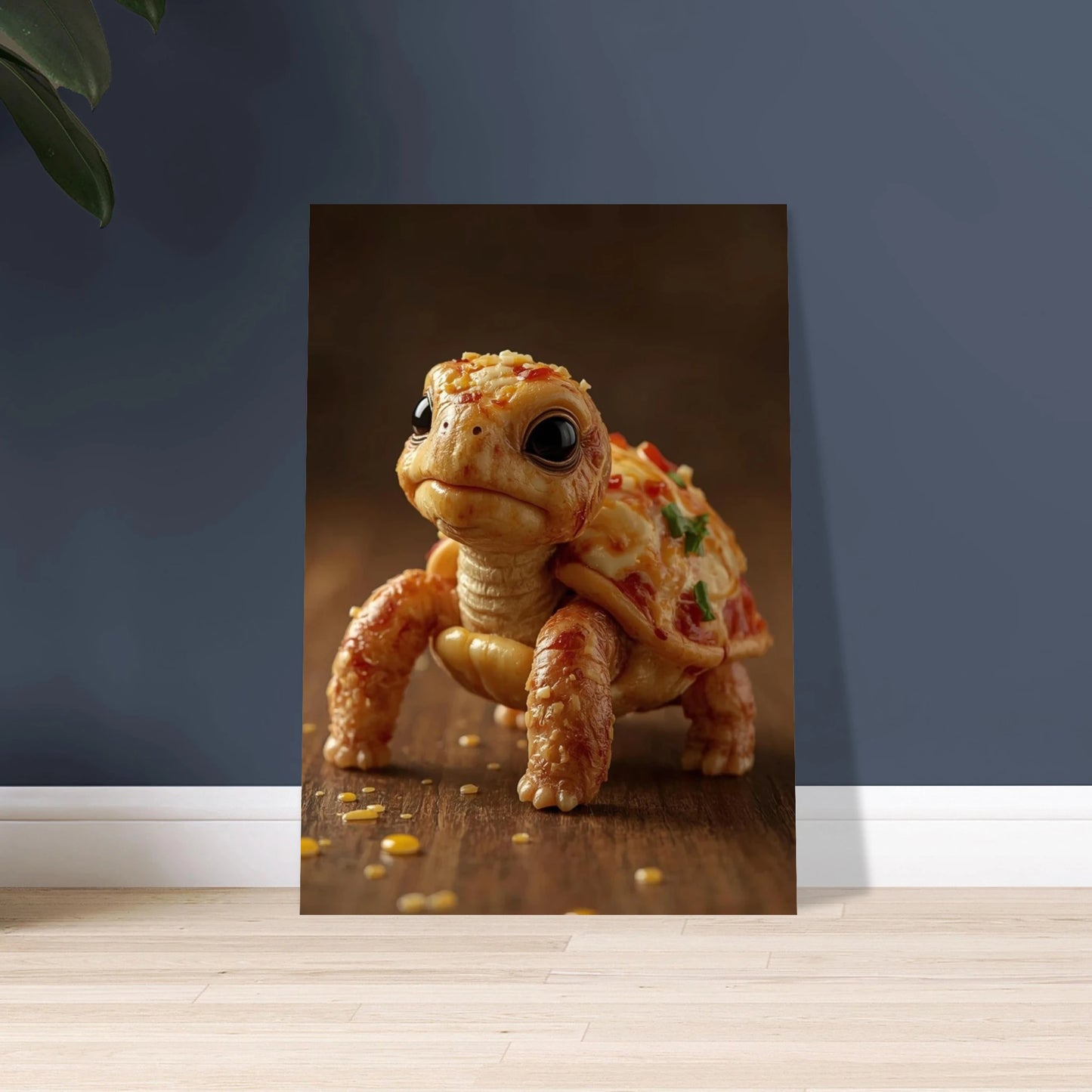 Söt sköldpadda med skal av snacks, lekfull och aptitretande design