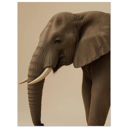 Detaljrik illustration av en elefant med stora öron, beige naturposter