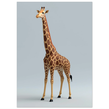 Grafisk illustration av en giraff med lång hals i 3D-stil