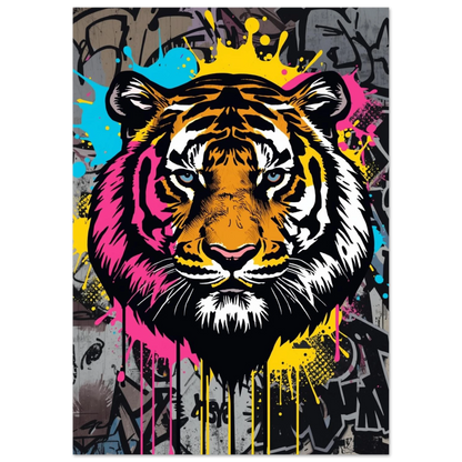 Modern pop art tavla föreställande en tiger med gula stänk