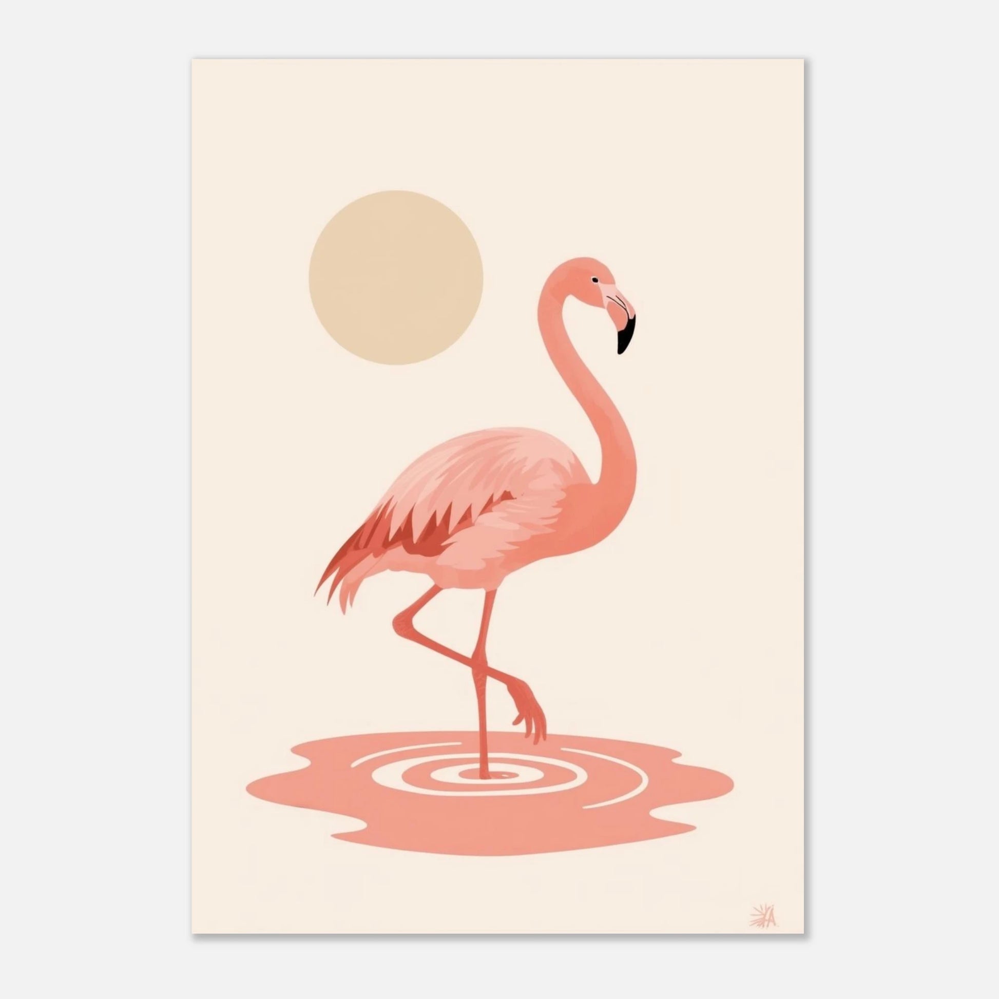 Harmonisk illustration av en flamingo i pastellfärger – dekorativ väggkonst