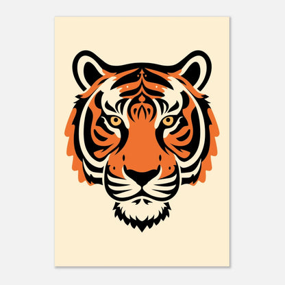 Kraftfullt tigeransikte i modern grafisk stil för stilren inredning – djurmotiv