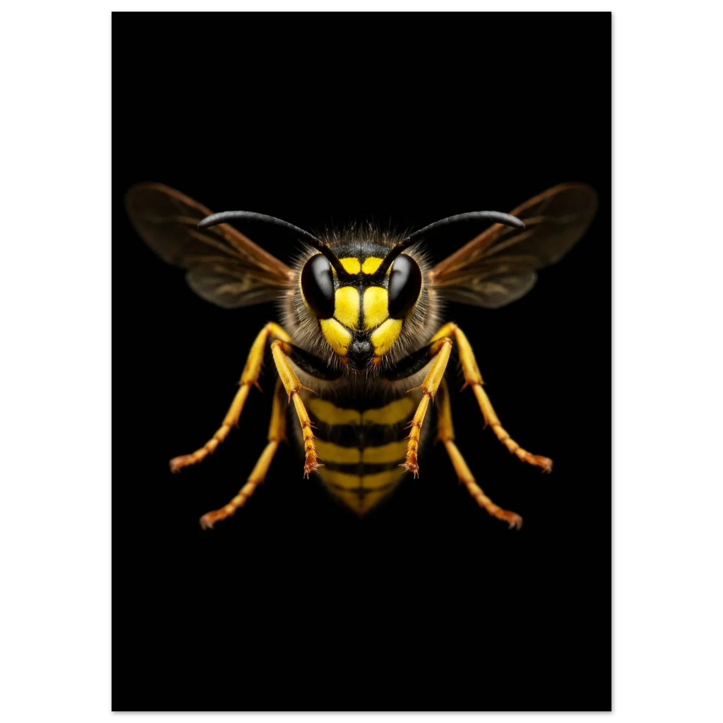 Geting med utbredda vingar och tydliga antenner på mörk bakgrund – Fotorealistisk poster