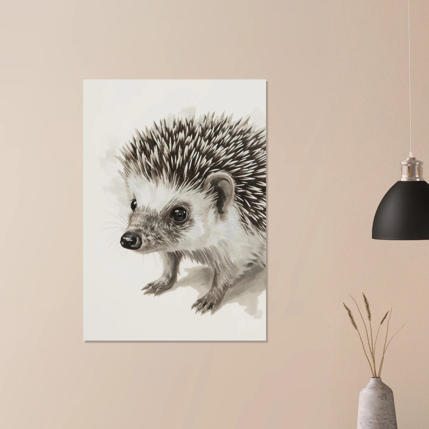 Närbild på en målad igelkott med nyfiken blick – Målad poster