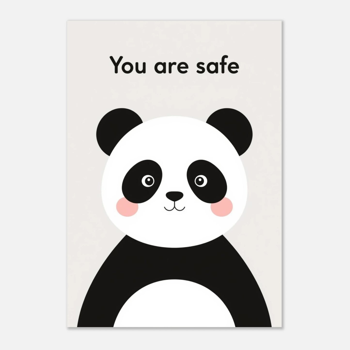 Charmig pandaposter i modern stil med budskapet You are safe
