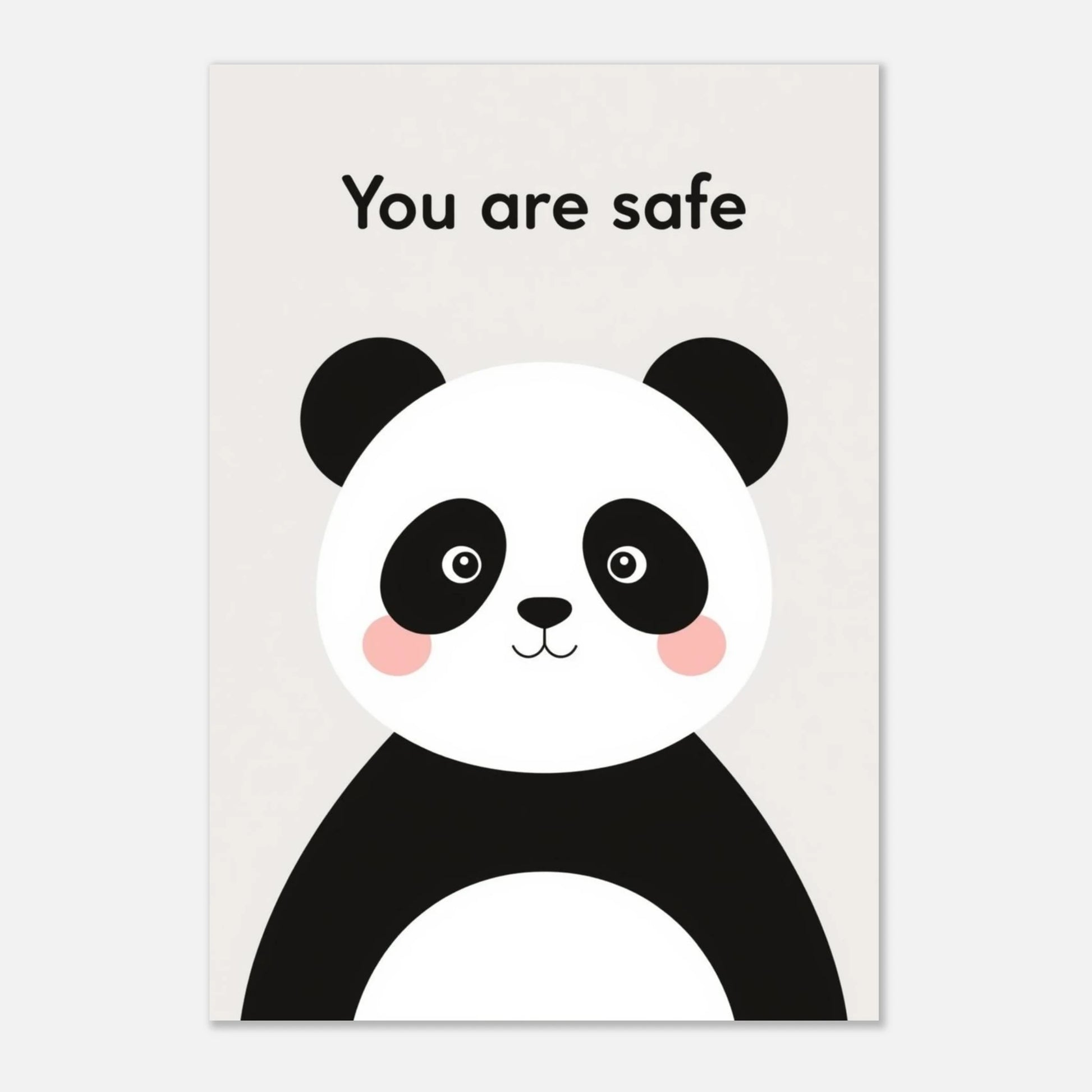 Charmig pandaposter i modern stil med budskapet You are safe