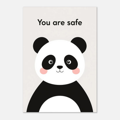 Charmig pandaposter i modern stil med budskapet You are safe