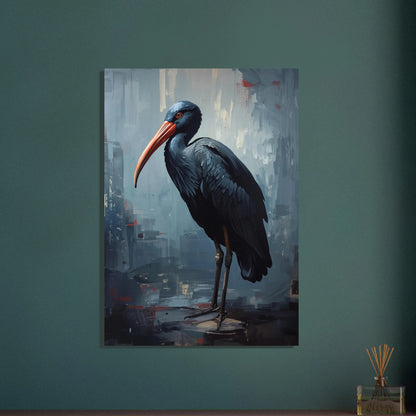 Skonäbb i impasto-stil, mystisk och karaktärsfull fågelkonst.