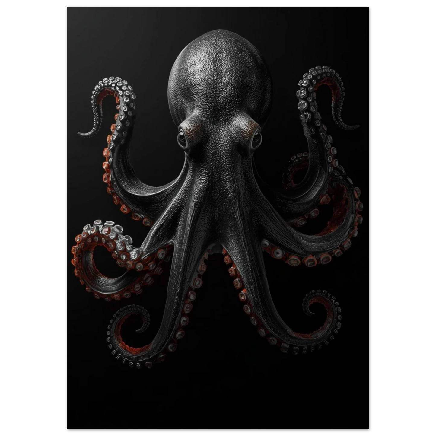 Närbild av en mystisk bläckfisk med slingrande armar, grafisk poster