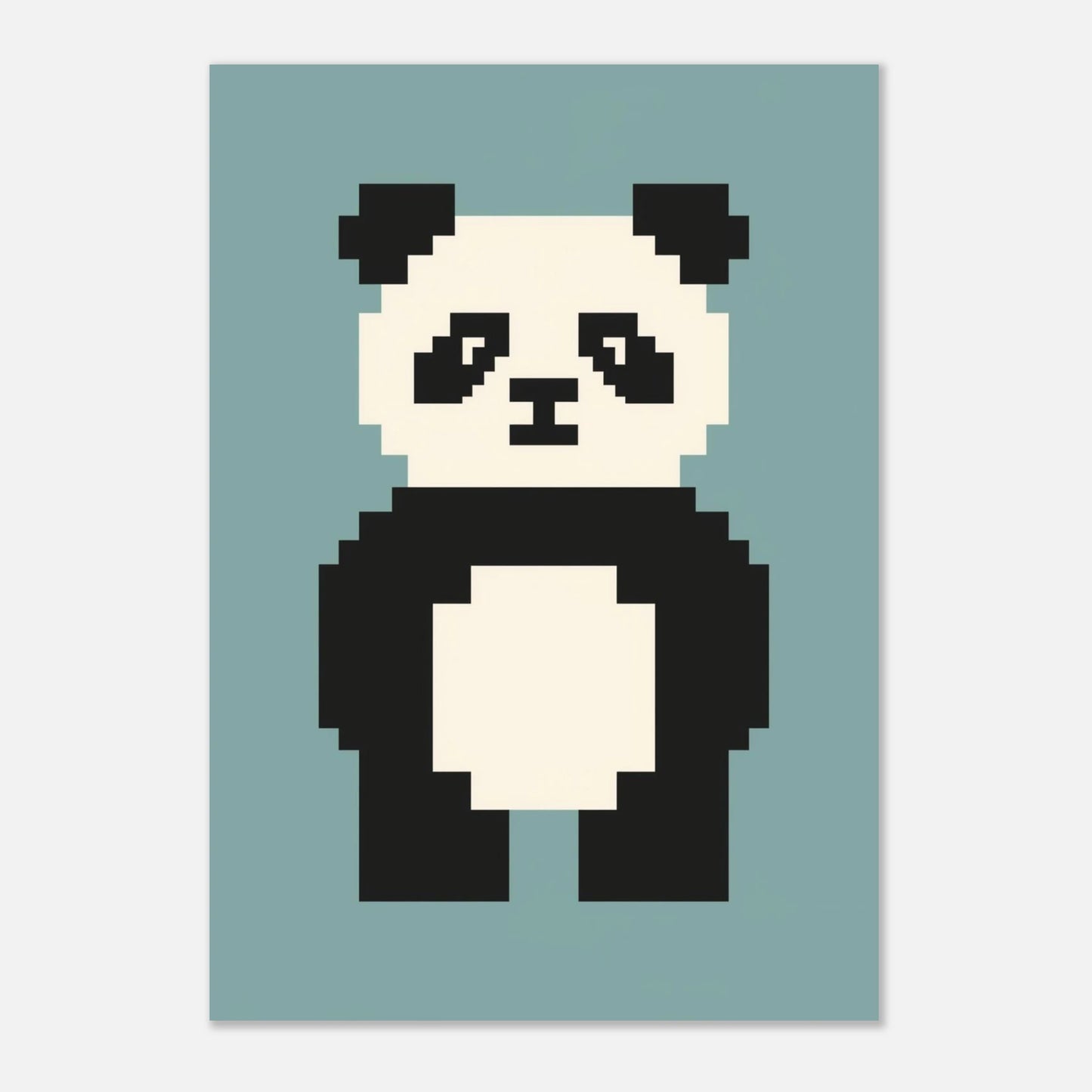 Grafiskt print med en pixelformad panda för lekfull inredning