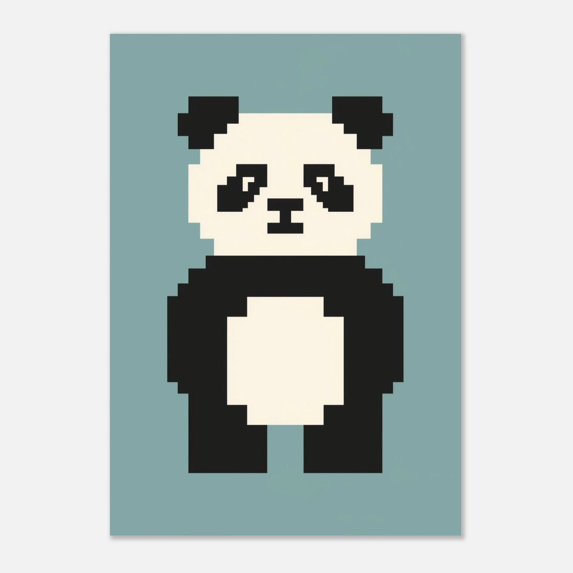 Grafiskt print med en pixelformad panda för lekfull inredning