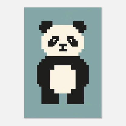Grafiskt print med en pixelformad panda för lekfull inredning