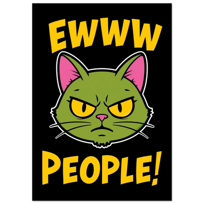 Humoristisk kattillustration på svart bakgrund – Tecknad Poster