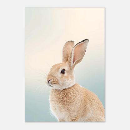 Fotorealistiskt porträtt av en beige kanin – stilren djurposter