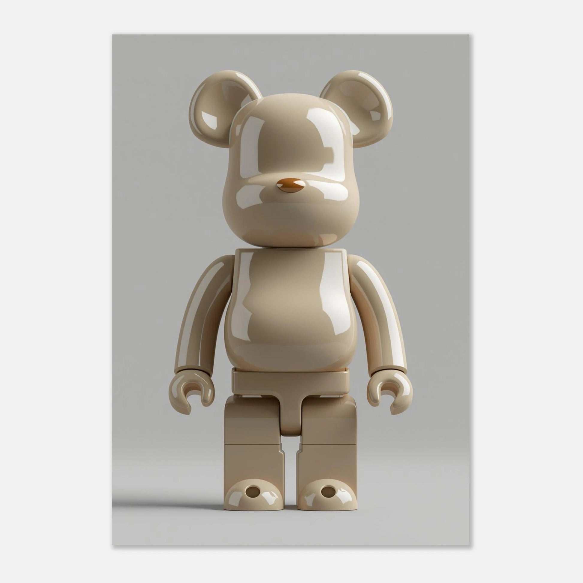 Minimalistisk björnposter i beige med glansig 3D-effekt och rena former