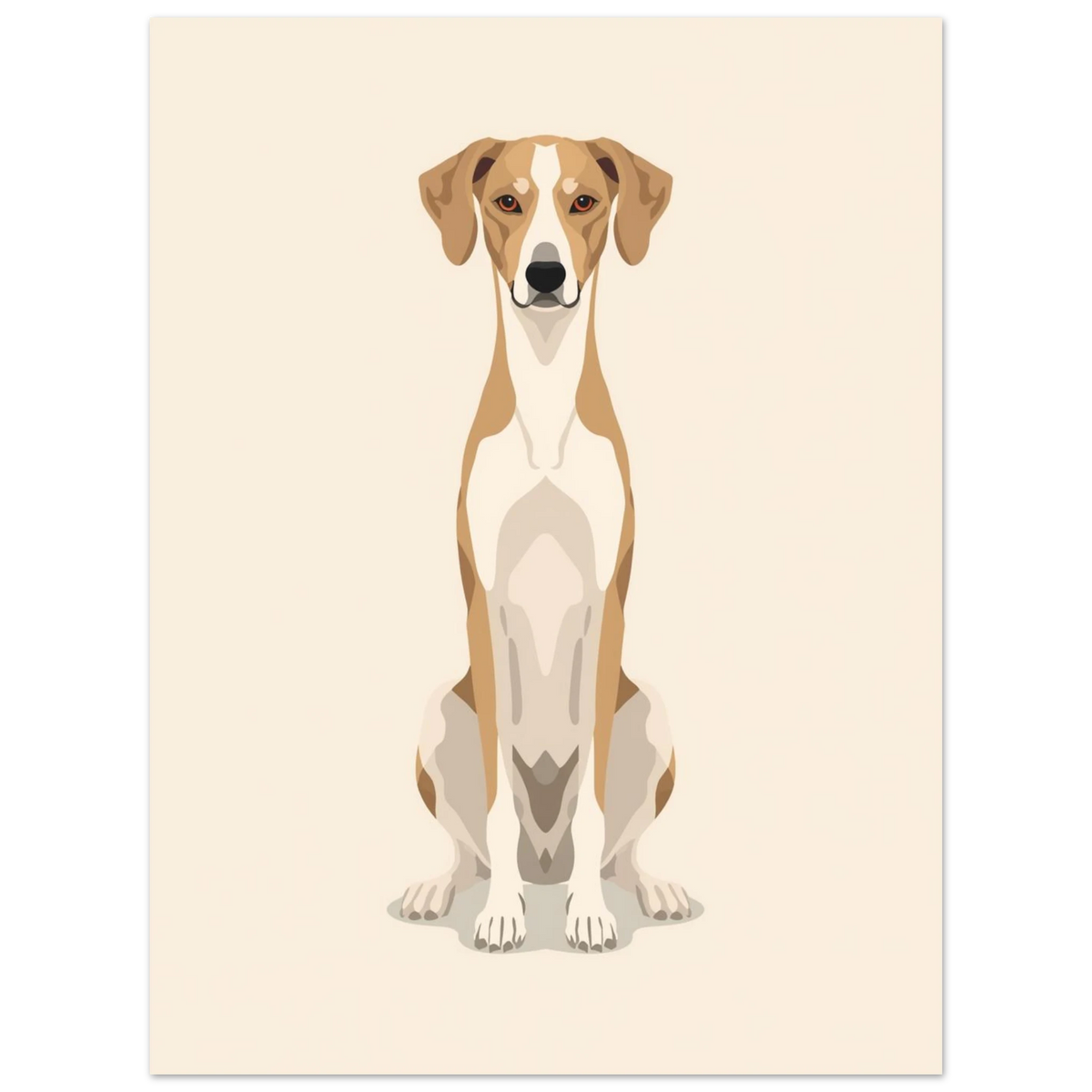 Grafiskt hundmotiv med fokus på djurets eleganta och stolta hållning