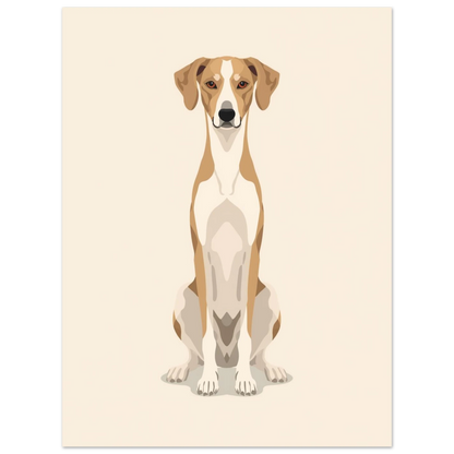 Grafiskt hundmotiv med fokus på djurets eleganta och stolta hållning