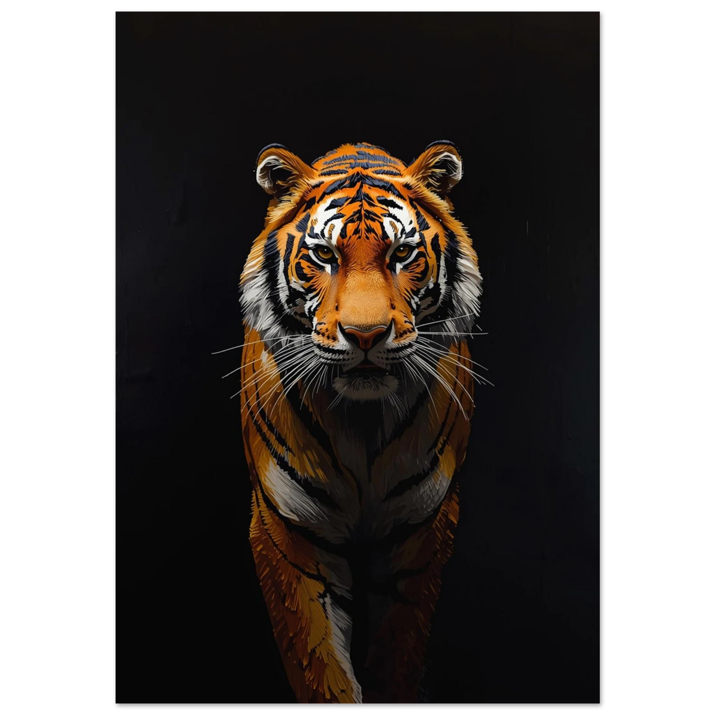 Smygande tiger i impastostil med intensiva orangea och svarta toner