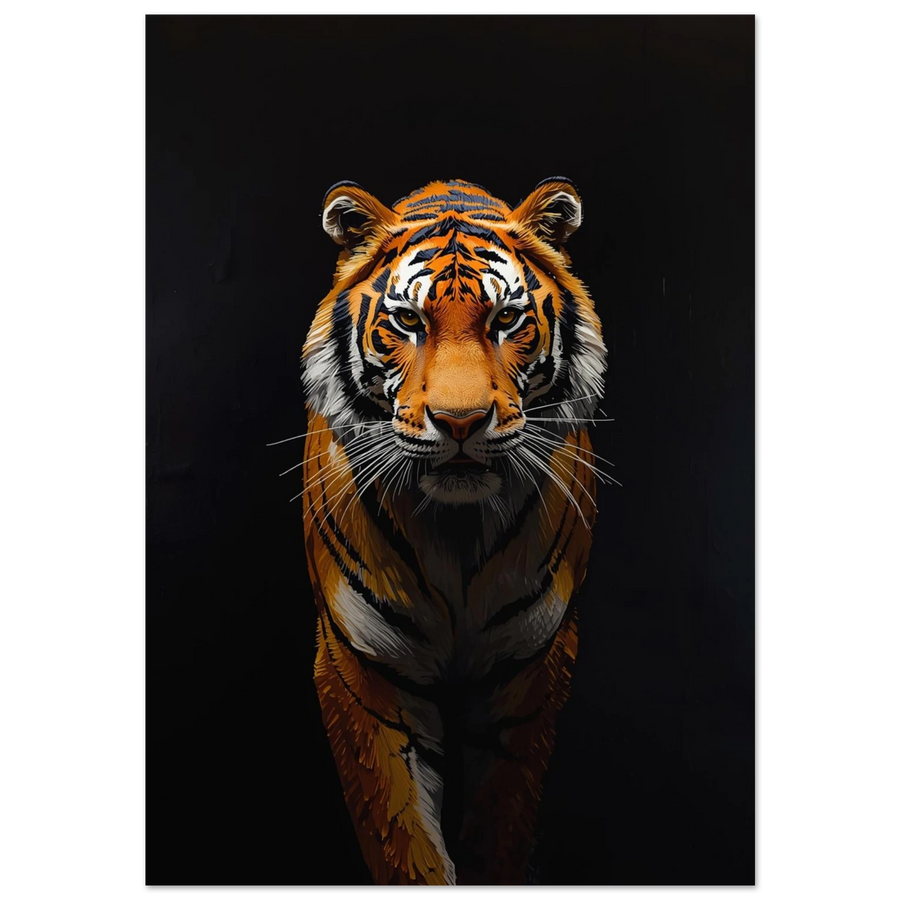 Smygande tiger i impastostil med intensiva orangea och svarta toner