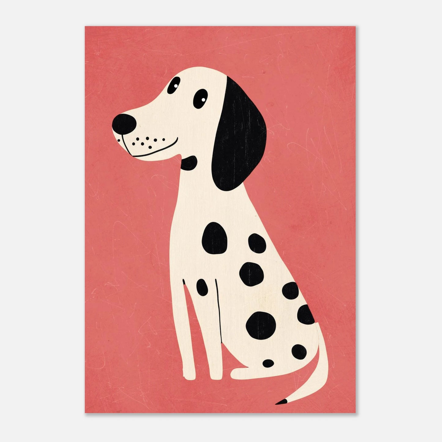 Modern djurposter med en prickig dalmatiner, enkel och uttrycksfull hundillustration