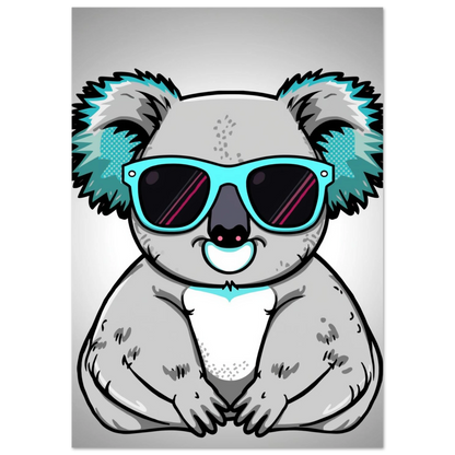 Söt koala-karaktär i trendiga solglasögon, lekfull djurposter för väggkonst