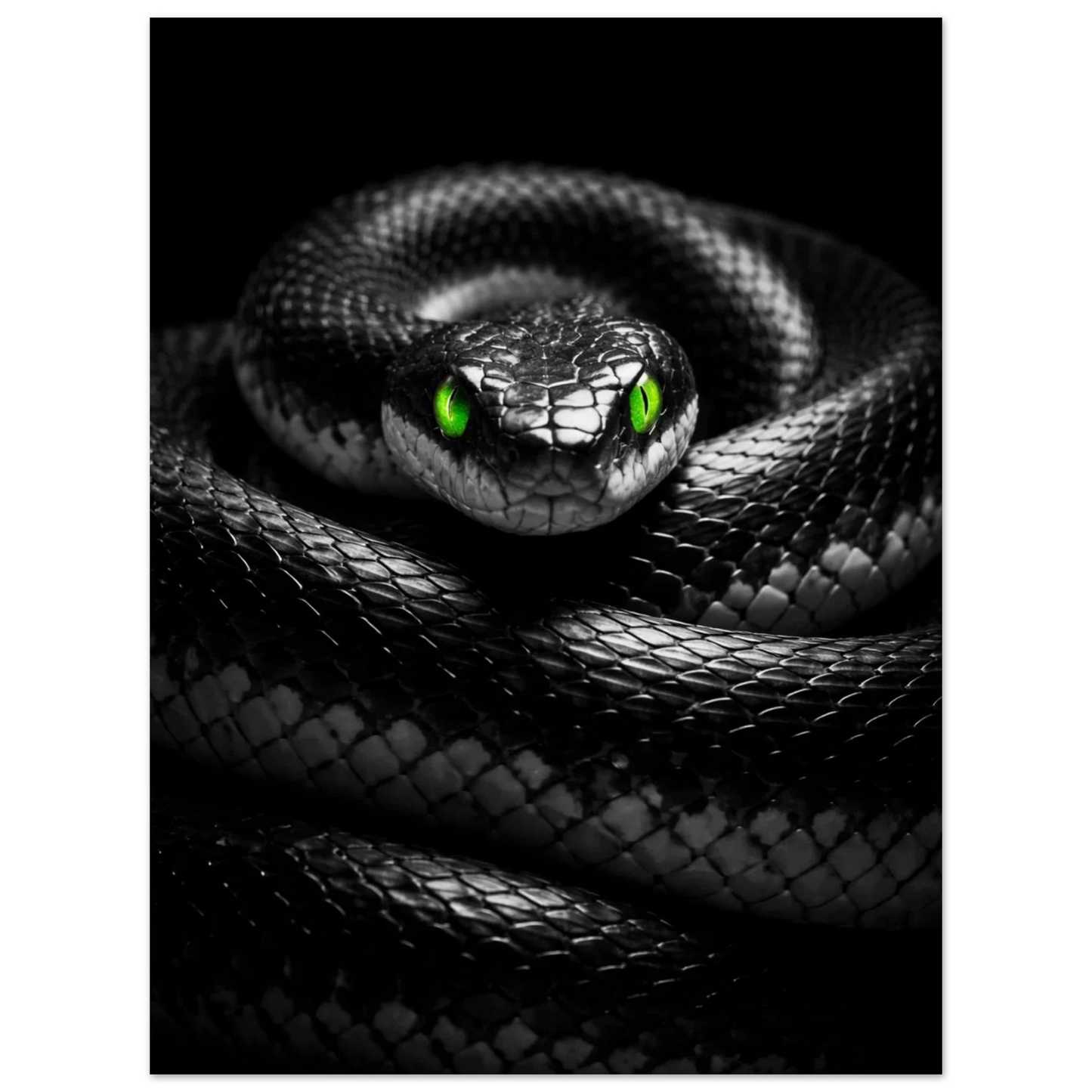 Hypnotisk blick från en svart reptil, dramatisk djurposter för vägg