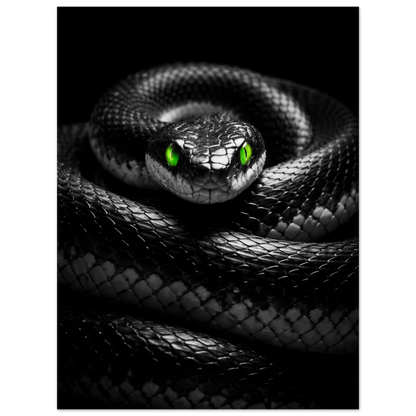Hypnotisk blick från en svart reptil, dramatisk djurposter för vägg