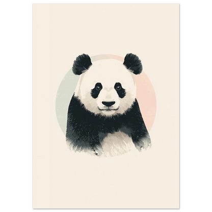 Närbild på panda med snälla ögon, konstnärligt print i dova pastellfärger